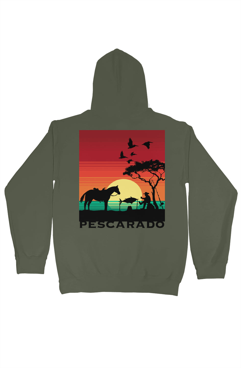 Pescarado pullover hoody mens army green