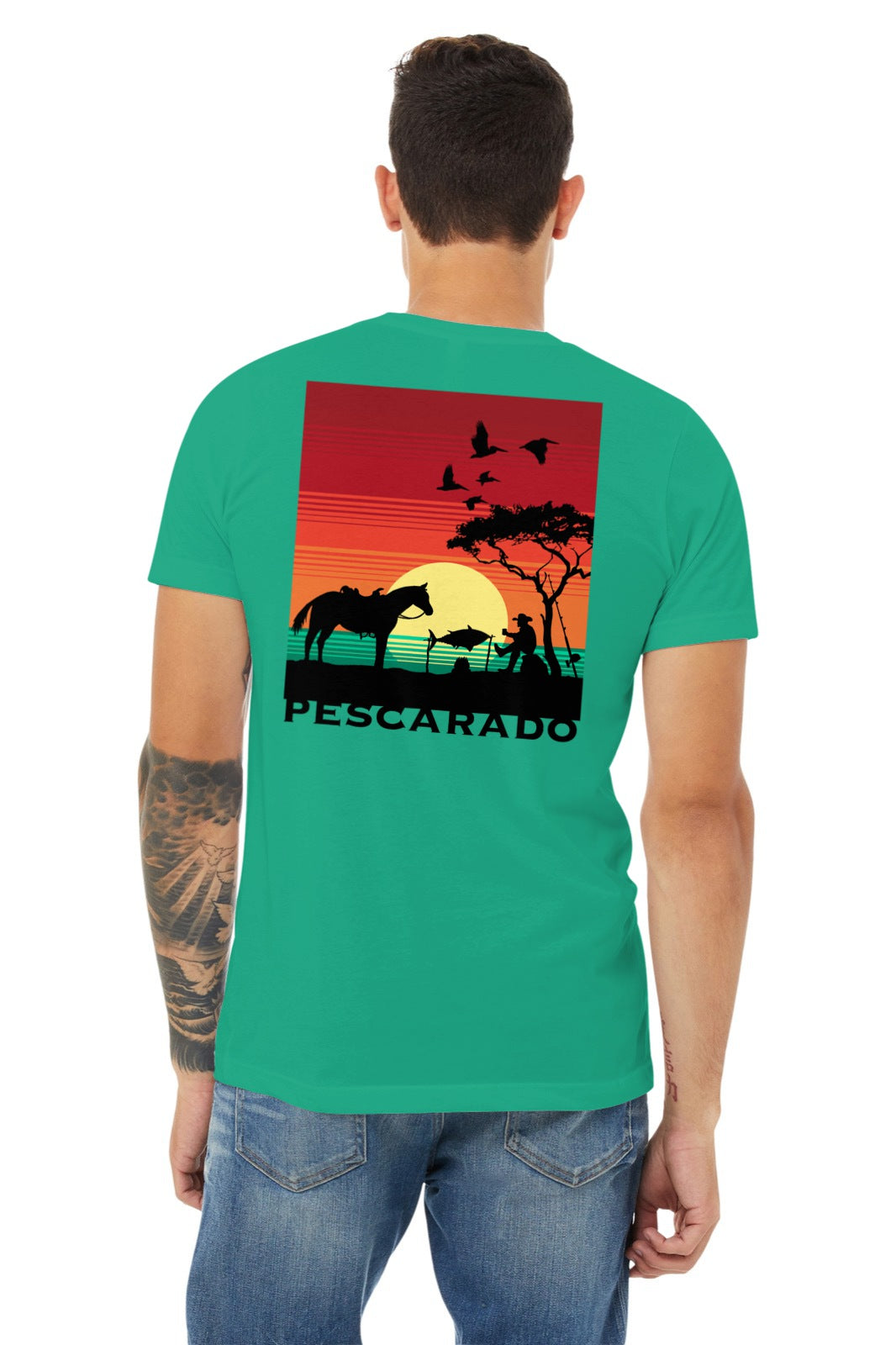 Pescardo Bella Canvas T Shirt mens teal