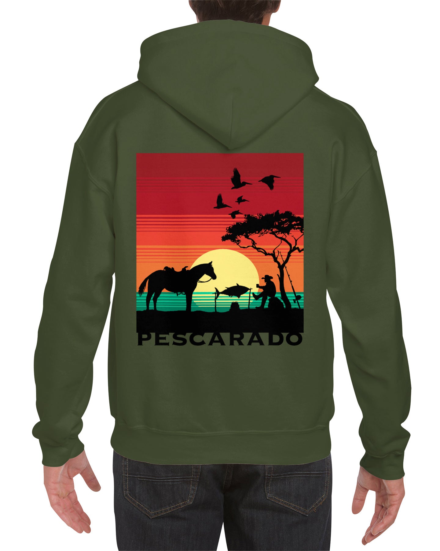 Pescarado pullover hoody mens army green